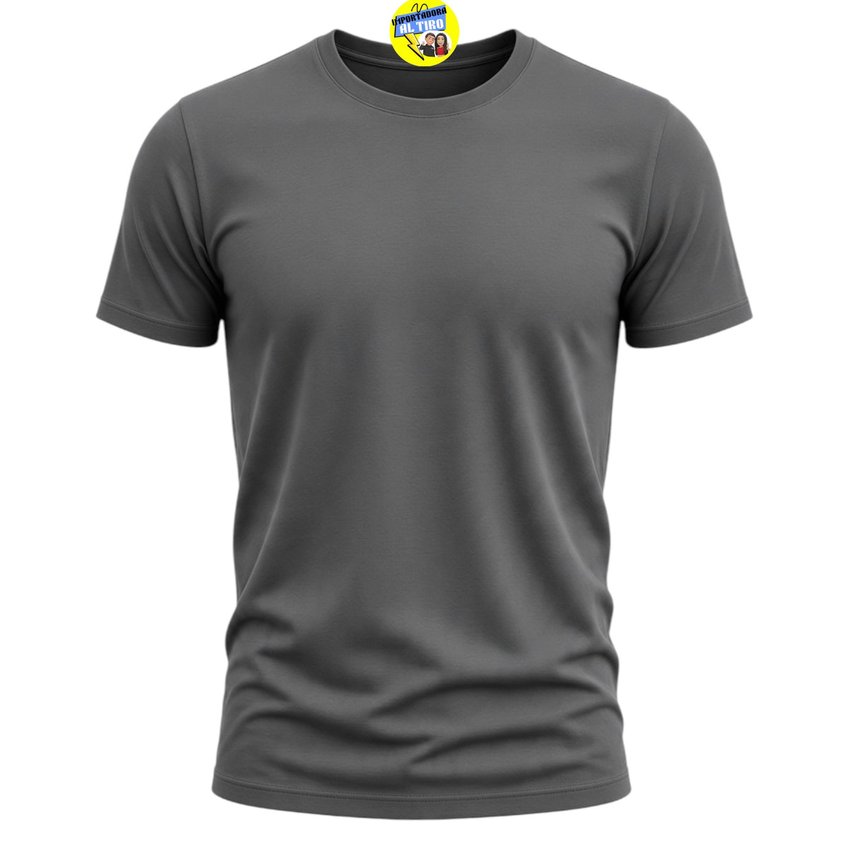 POLERA UNISEX GRIS JASPEADO OBSCURO ALGODÓN